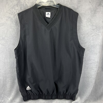Adidas Vest Adult Large Black Climashell V Neck Pullover Mesh Lined Wind Vintage-image