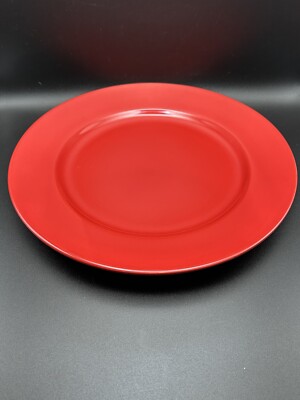 Vintage Pier 1 Imports Granada Red Handcrafted Earthenware 11 Inch Dinner Plate-image