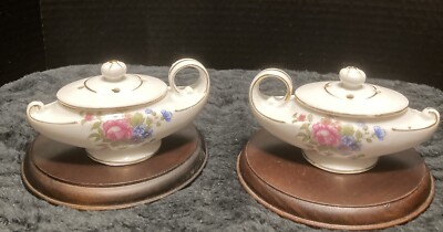 Vintage Viking Imports Aladin Style Incense Burner Floral Design Set Of 2-image