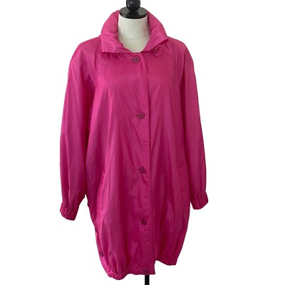 Sanyo Carol Cohen Rain Coat Wind Breaker Womens Vintage Size Large Hot Pink-image