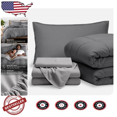 Ultra-Soft 5-Piece Twin XL Comforter Set - Cozy Goose Down Alternative Bedding-image