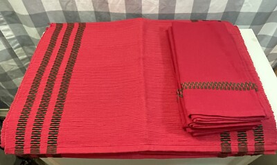 Set Of 4 Pier 1 Imports Christmas Napkins/Placemats Red & Green 100% Cotton-image