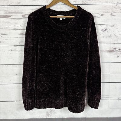Orvis Sweater Womens Large Purple Chenille Soft Comfort Crew Pullover Cozy-image