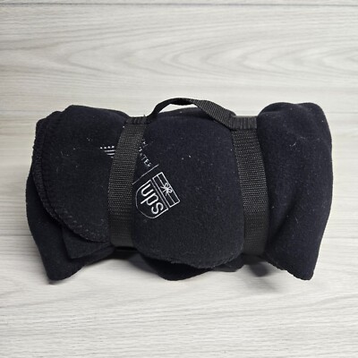 UPS Shipping Black Fleece Throw Blanket Packable Roll Up-image