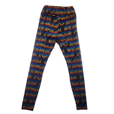 Rainbow Christmas Pajama Pants Soft Comfy Leggings Black No Boundaries Small-image