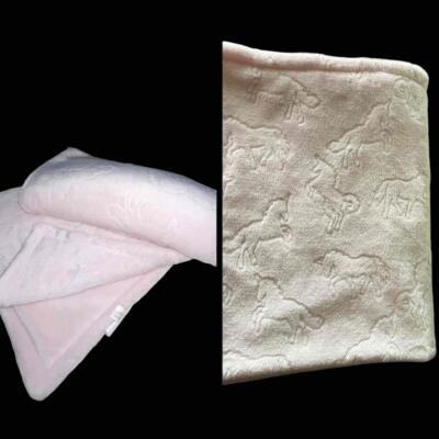 S L HOME FASHIONS Baby Blanket LOVEY Pink EMBOSSED UNICORNS 2 Ply Soft & Cozy-image