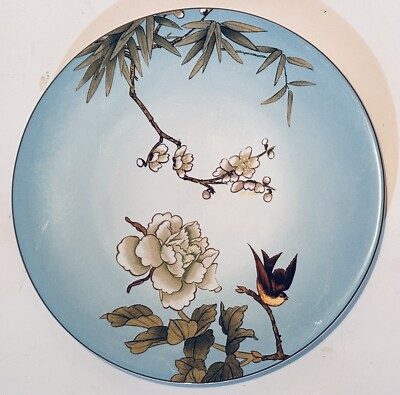 Pier 1 Chinoiserie Bird On Branch BEAUTIFUL blue 11”  Dinner Plate! Must See-image