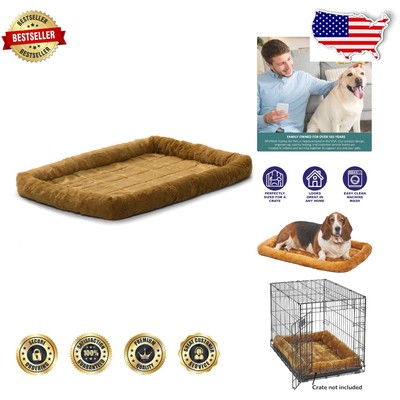 48-Inch Cinnamon Bolster Dog Bed - Cozy, Machine Washable for Extra Large Breeds-image