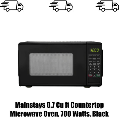 Mainstays 0.7 Cu ft Countertop Microwave Oven, 700 Watts, Black-image