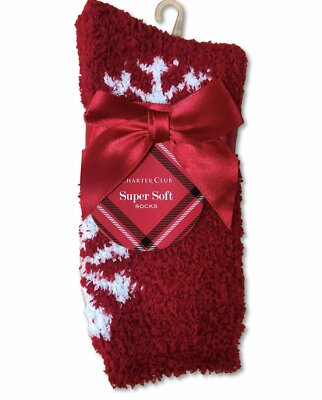 Charter Club Super Soft Cozy snowflake  Print Socks ONE SIZE Candy Red-image