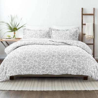 Becky Cameron Comforter Set Queen Abstract Garden Pattern Microfiber Light Gray-image