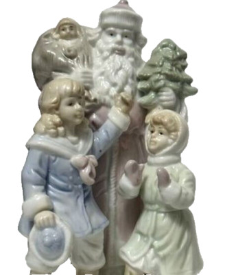 Santa Claus Children Christmas Holiday Ceramic Music Figurine Vintage, PRE-OWNED-image