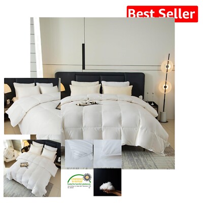 Noiseless Cotton Goose Down Comforter with 8 Corner Tabs - Easy Care Queen Size-image