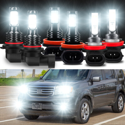 FOR Honda Pilot 2006-2018 Combo LED Headlight High Low Beam + Fog Light 6X Bulbs-image