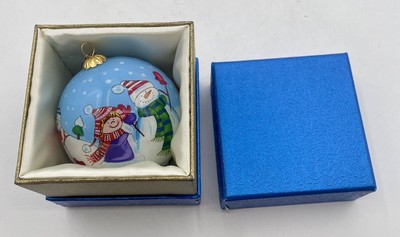 Pier 1 One Imports Li Bien Hand Painted Christmas Ornament - Snowman & Kids 2015-image