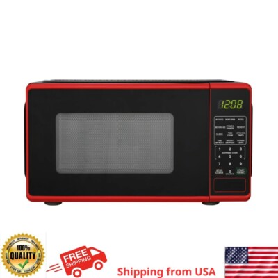 Mainstays 0.7 Cu ft Countertop Microwave Oven, 700 Watts, Red-image