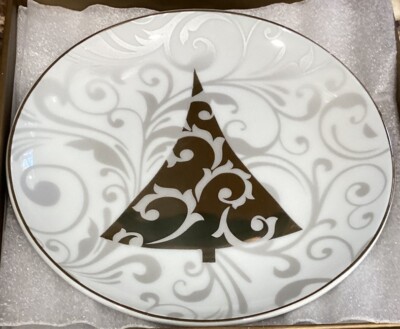 4 NIB PIER 1 APPETIZER PLATES W ASSORTED GOLD TREE DESIGNS LOOK UNUSED 6”D-image