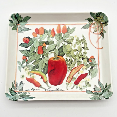 Vintage Melamine Small Tray ITALY Design Imports Vegetables Peppers Snack Olive-image