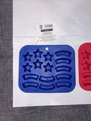Stars & Stripes Flag Silicone Mold Ice Cube Tray Blue And Red- Jello Memorial-image