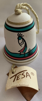 Vintage TESA Southwest Pottery Kokopelli Bell Wind Chime Hand-painted 2 inch-image