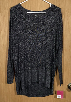 SO Cozy Tunic Knit Long Sleeve Jersey Knit Marbled Dark Gray Soft Athleisure XS-image