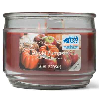Mainstays Apple Pumpkin 3-Wick 11.5 oz Scented Glass Jar Candle-image
