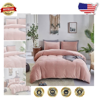 Stylish Light Pink Twin Comforter Set - Velvet & Sherpa for Ultimate Comfort-image