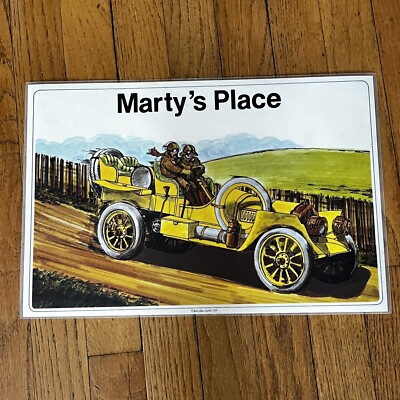 1974 Carter Riches Imports Vinyl Placemat Roadster Marty’s Place Man Cave-image