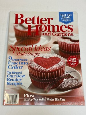 Better Homes and Gardens Magazine Feb 2008 Valentine Cakes to Tempt Fast Meals-image