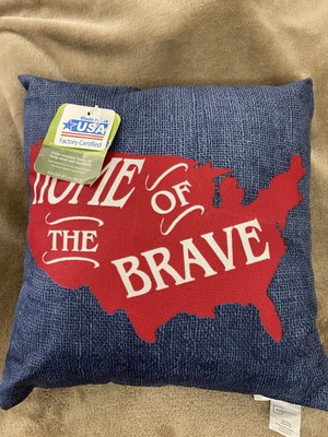 Home Of The Brave 16” X 16” Red, White, & Blue Toss Pillow-image
