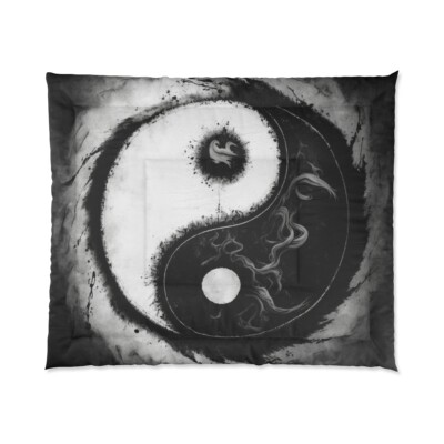 King Size Comforter Yin Yang Balance Meditation Mandala Zen Art Harmony-image