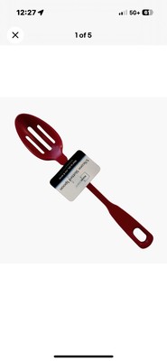 Mainstays Red Silicone Slotted Spoon Heat Resistant Cooking Serving Utensil-image