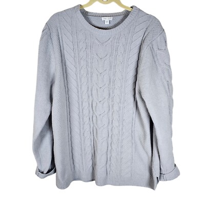 J Jill Sweater Women Size XL Chenille Tunic Soft Cozy Oversized Blue Chunky Work-image