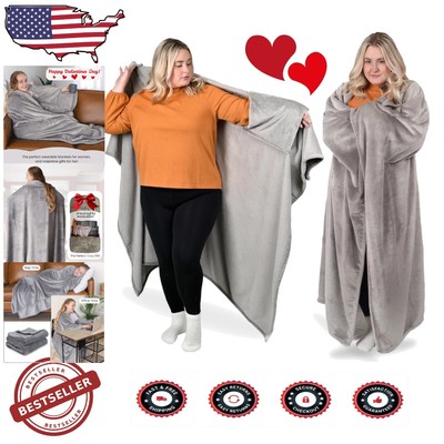 Silver Gray Cozy Throw Blanket with Arm Holes - Perfect for Cuddles & Comfort-image