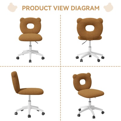 Cozy Bear Shaped Back PU Leather Office Chair Comfortable Computer Seat-image