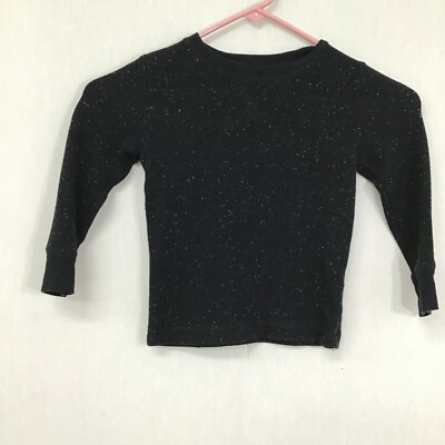 Cat & Jack Girls Black Casual Long Sleeve Crew Neck Pullover Sweater Size 2T-image