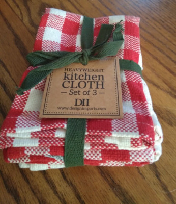 DII  Check red/white Heavyweight Dishcloth (Set of 3)-image