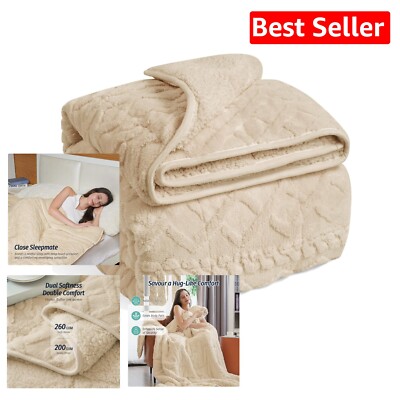 Soft and Cozy 15 lb Weighted Blanket – Jacquard Sherpa for Relaxing Naps 60x80-image