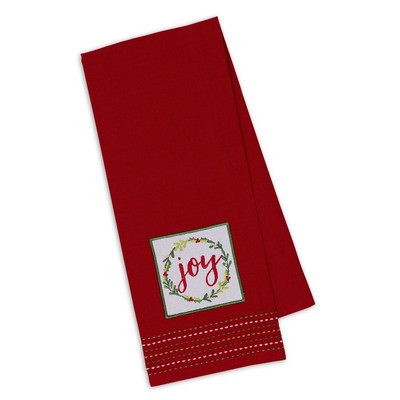Design Imports Christmas Joy Embellished Kitchen Dish Hand Towel, Red-image