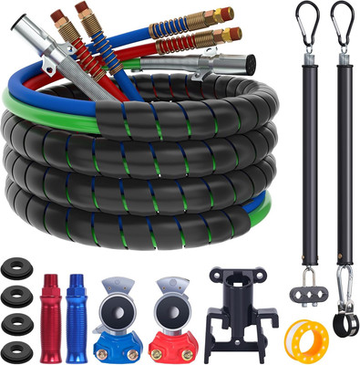 15FT Semi Truck Air Line Kit with Gladhand Holder and Springs Kit Red & Blue Air-image