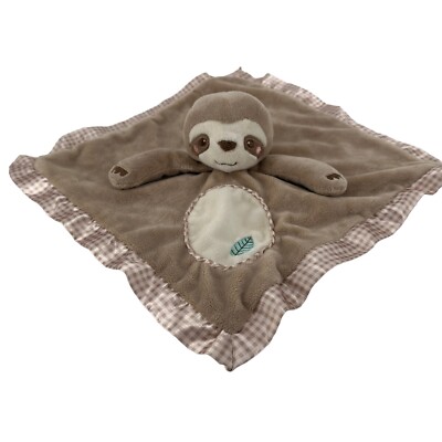Sloth Lovey Douglas Baby Plush Comfort Brown Satin Trim Leaf New Born Cozy Soft-image