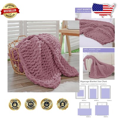 Elegant Heavyweight 40x60 Chenille Knit Throw Blanket - Cozy Handcrafted Decor-image