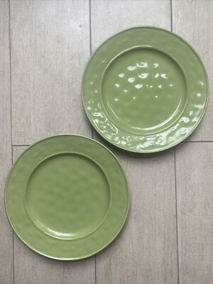 2 Pier 1 Martillo Grass Green Salad breakfast Plate 8.3/4” set of 2 plates-image