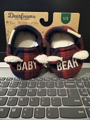 Dearfoams Cozy Comfort Baby Bear Slippers size 1/2-image