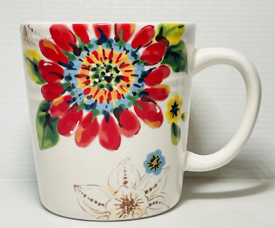 Pier 1 Imports Lucie Floral Design Ironstone Mug Cup Coffee Tea DW/Micro Safe.-image