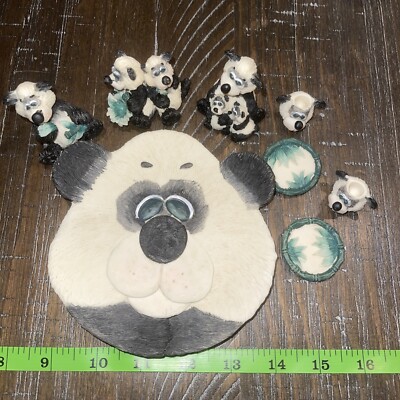 Popular Imports Miniature Mini Panda Bear Tea Set 1997 Animal Design 8 Piece-image