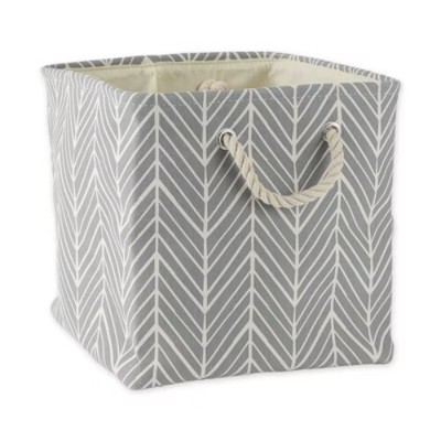 Design Imports Polyester Bin Herringbone Gray Square 13X13X13-image