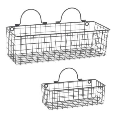 Design Imports Z02018 Assorted Black Wire Wall Basket - Set of 2-image