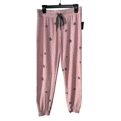 INSOMNIAX WOMENS SMALL PAJAMA COZY LOUNGE JOGGER PINK GRAY STAR PRINT NEW-image