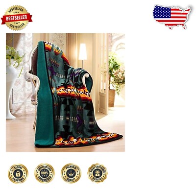 Elegant Geometric Navajo Print Sherpa Blanket - Perfect for All Seasons-image